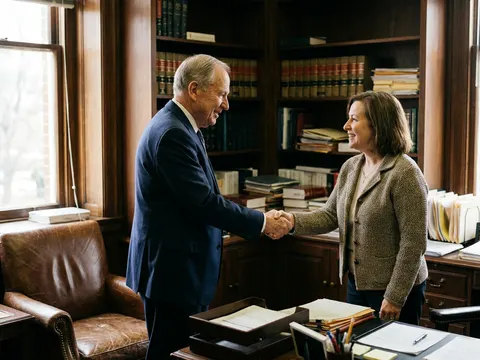 Lawyer shaking hands with a client