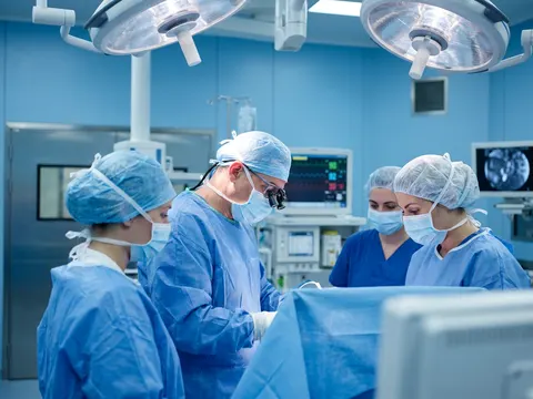 Surgical team working in an operating room
